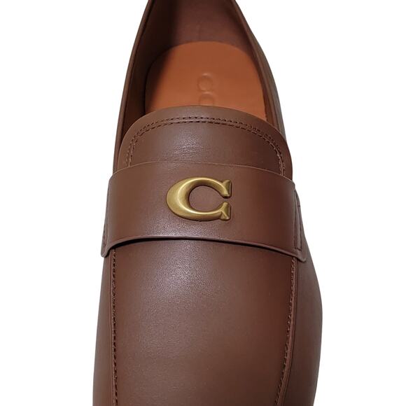Coach Men Sculpt C Slip On Penny Loafers Size US 10D Saddle Brown Leather - Picture 4 of 6
